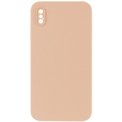 Silicone Case Full Camera Square side Copy for iPhone XS Pink sand