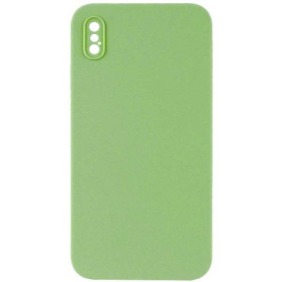 Silicone Case Full Camera Square side Copy for iPhone XS Green
