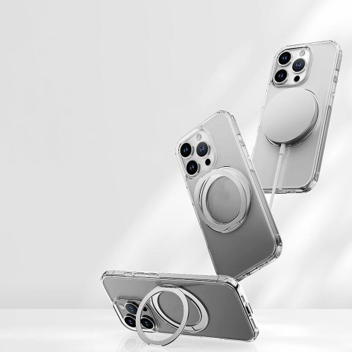 Чохол ROCK Crystal Rotating with Magnetic (Foldable Bracket) for iPhone 16 Pro Max Transparent