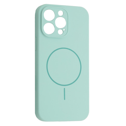 Чохол Silicone Case Full Camera Fine Ring MagSafe for iPhone 15 Pro Max Light Cyan