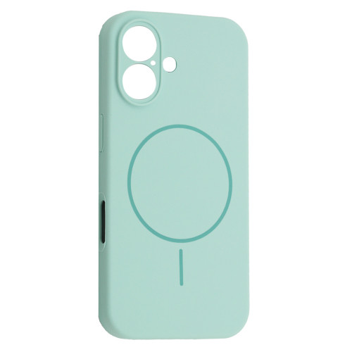 Чохол Silicone Case Full Camera Fine Ring MagSafe for iPhone 16 Light Cyan
