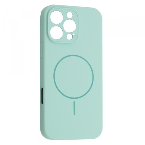 Чохол Silicone Case Full Camera Fine Ring MagSafe for iPhone 16 Pro Light Cyan