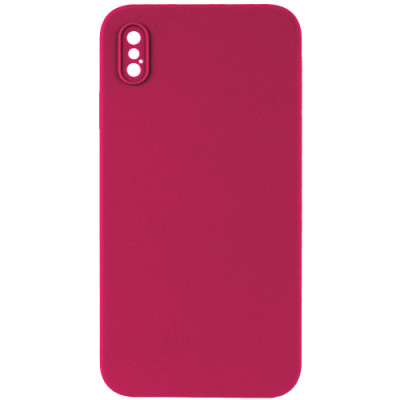 Silicone Case Full Camera Square side Copy for iPhone XS Rose red