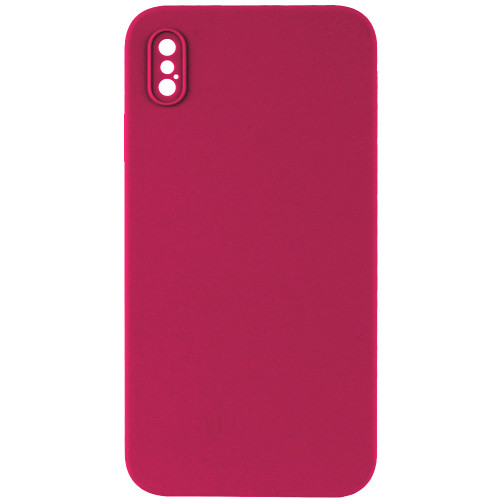 Silicone Case Full Camera Square side Copy for iPhone XS Rose red