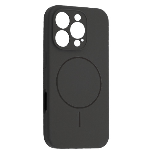 Чохол Silicone Case Full Camera Fine Ring MagSafe for iPhone 16 Pro Max Charcoal Grey Black