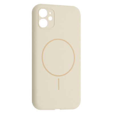 Чохол Silicone Case Full Camera Fine Ring MagSafe for iPhone 12 Antique white