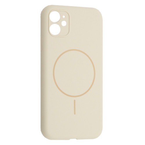 Чохол Silicone Case Full Camera Fine Ring MagSafe for iPhone 12 Antique white