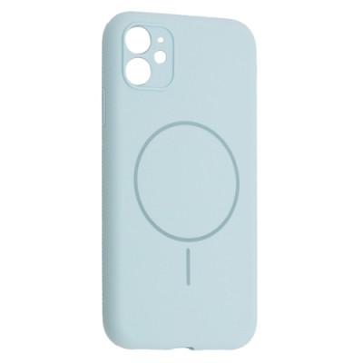 Чохол Silicone Case Full Camera Fine Ring MagSafe for iPhone 12 New Sky Blue
