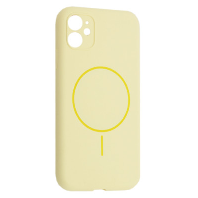 Чохол Silicone Case Full Camera Fine Ring MagSafe for iPhone 12 Custard