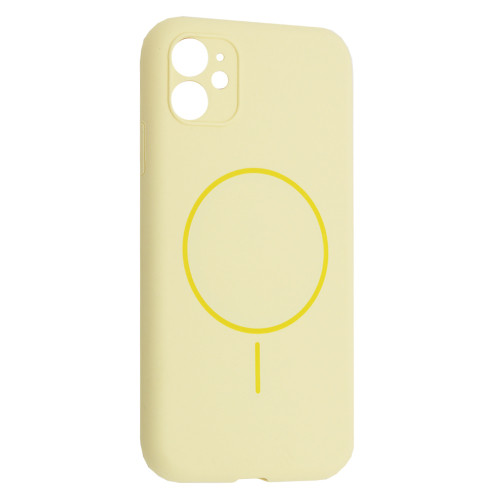 Чохол Silicone Case Full Camera Fine Ring MagSafe for iPhone 12 Custard
