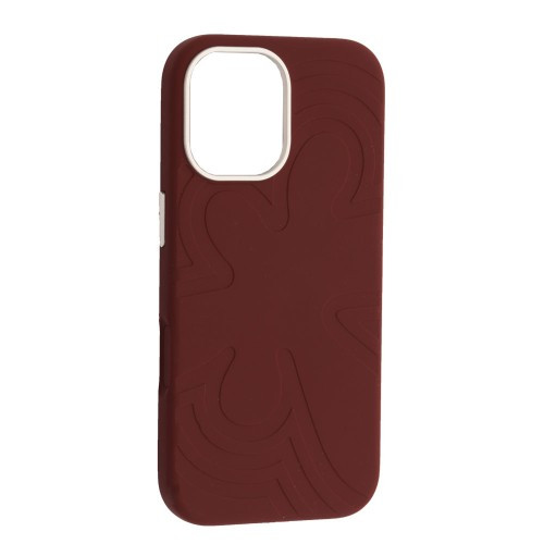 Чохол Flower Liquid Silicone Case MagSafe для iPhone 16 Deep Cherry Red
