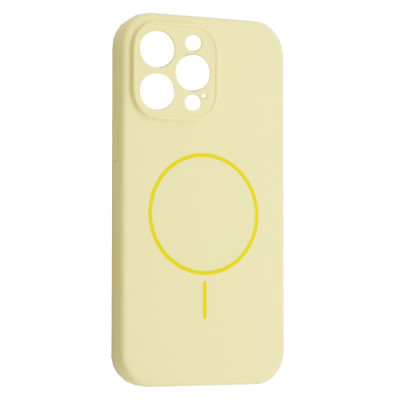 Чохол Silicone Case Full Camera Fine Ring MagSafe for iPhone 12 Pro Custard