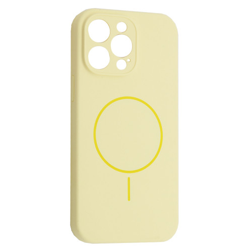 Чохол Silicone Case Full Camera Fine Ring MagSafe for iPhone 12 Pro Custard