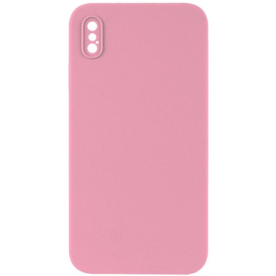 Silicone Case Full Camera Square side Copy for iPhone XS Pink